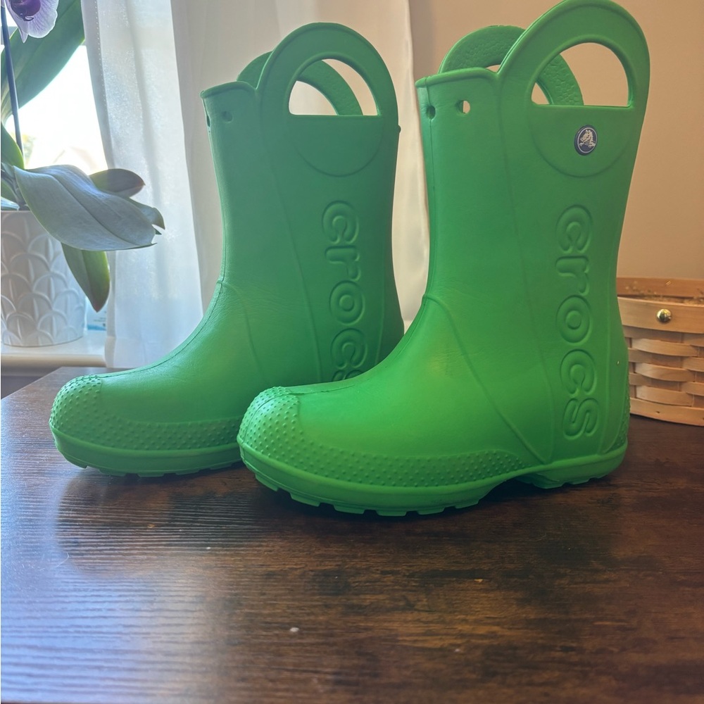 CROCS Kids Bright Green Rain Boots
